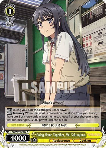 Going Home Together, Mai Sakurajima [Rascal Does Not Dream of a Dreaming Girl]