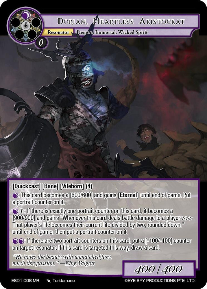 Dorian, Heartless Aristocrat (ESD1-008 MR) [Descent into the Raven's Catacombs]