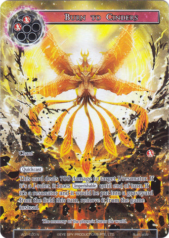Burn to Cinders (Full Art) (AO1-020) [Alice Origin]